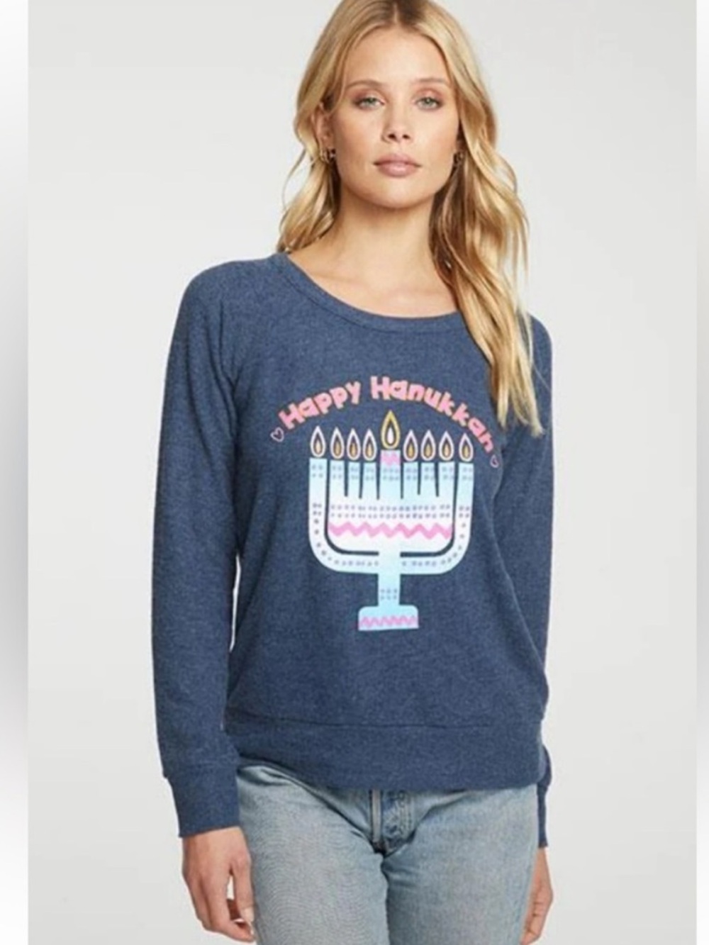 Chaser Happy Hanukkah Crewneck Sweatshirt NWT